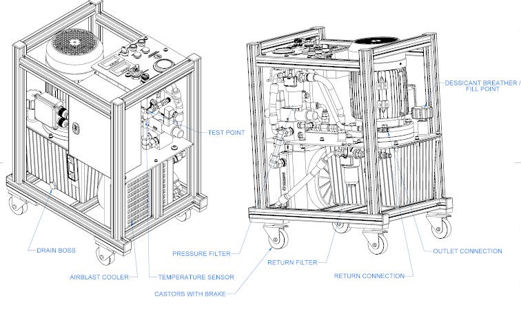Zeus Hydratech Hydraulic power pack CAD design 